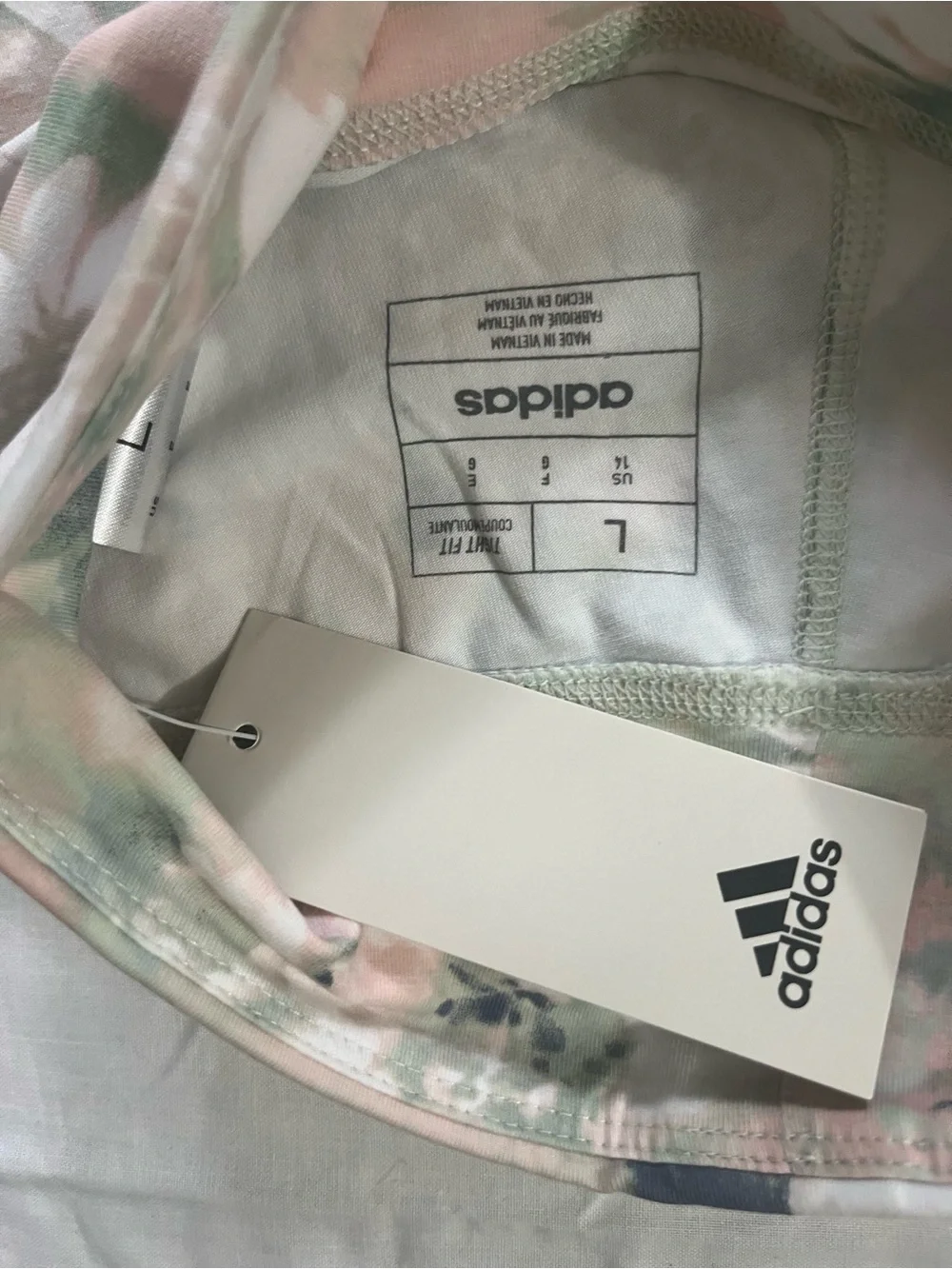 adidas Girls Floral Print Leggings in Pink, Green & White